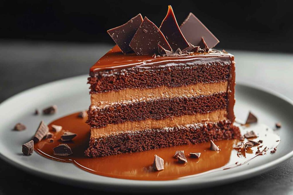 The Chocolate Cake Recipe That Will Steal the Show Every Time 2 Chocolate Caramel Cake close-up with caramel drizzle