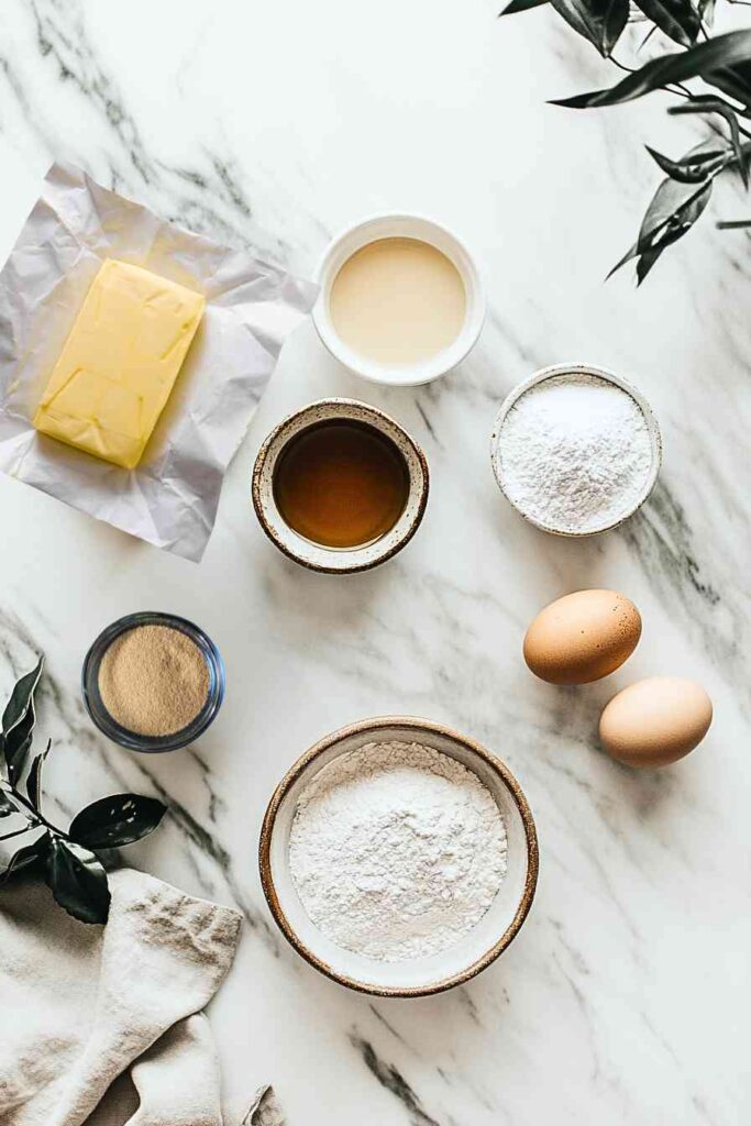 Maple Donut – The Sweetest Homemade Recipe You’ll Ever Try 2 Maple donut ingredients arranged on a kitchen counter